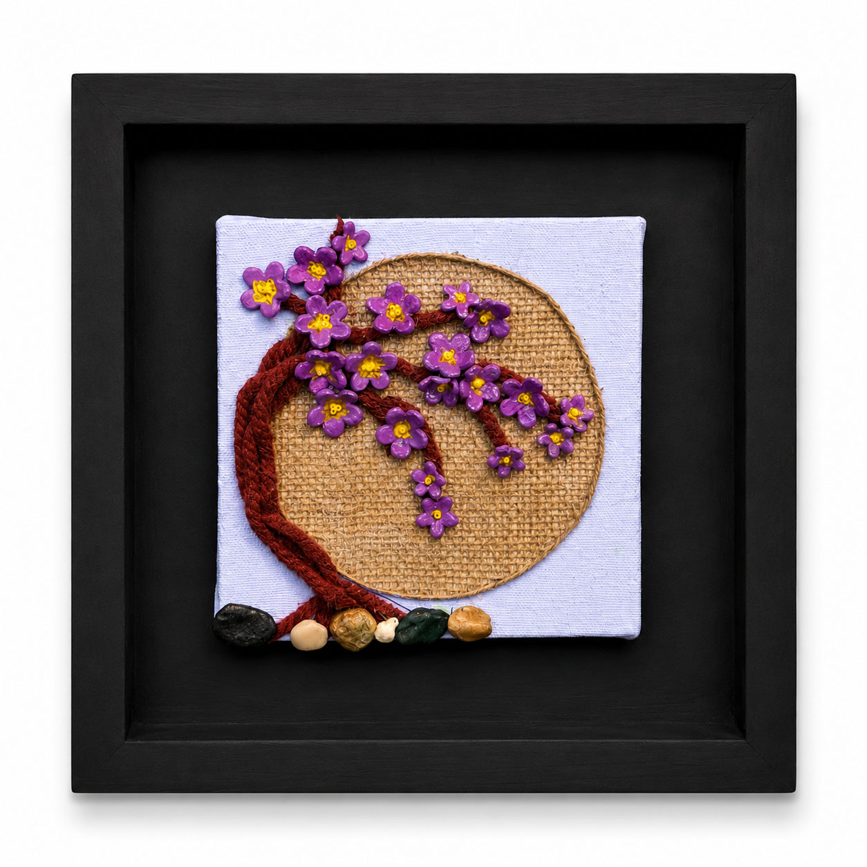 Blossoms in Relief – Handcrafted Mixed Media Wall Art (Clay Art)